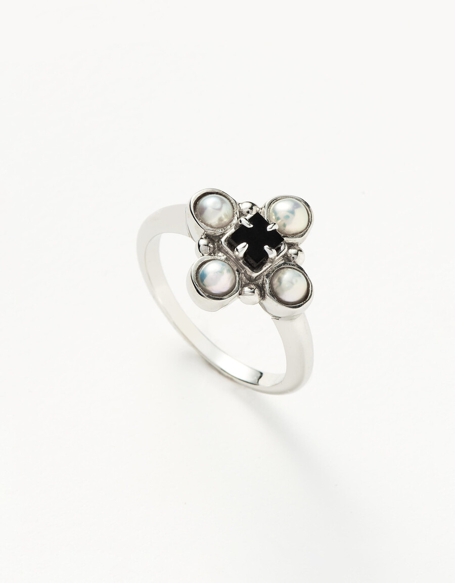 harris reed quartet ring - sterling silverpearl black onyx